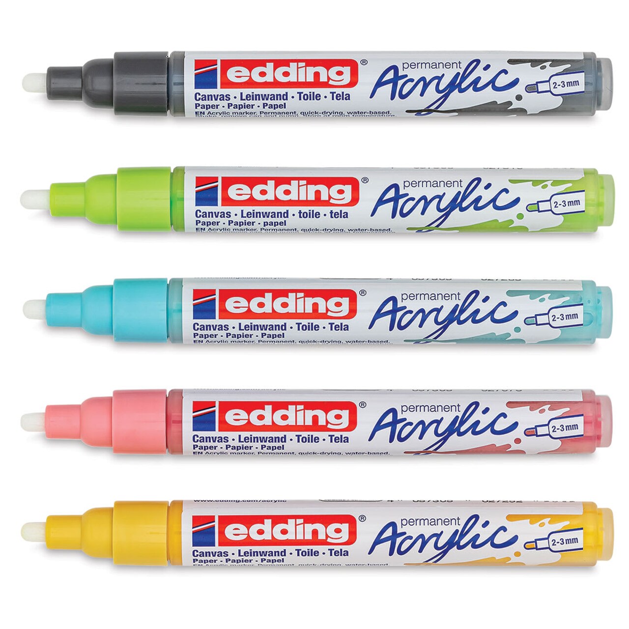 Edding Acrylic Paint Markers - Set of 5, Pastel Colors, Medium